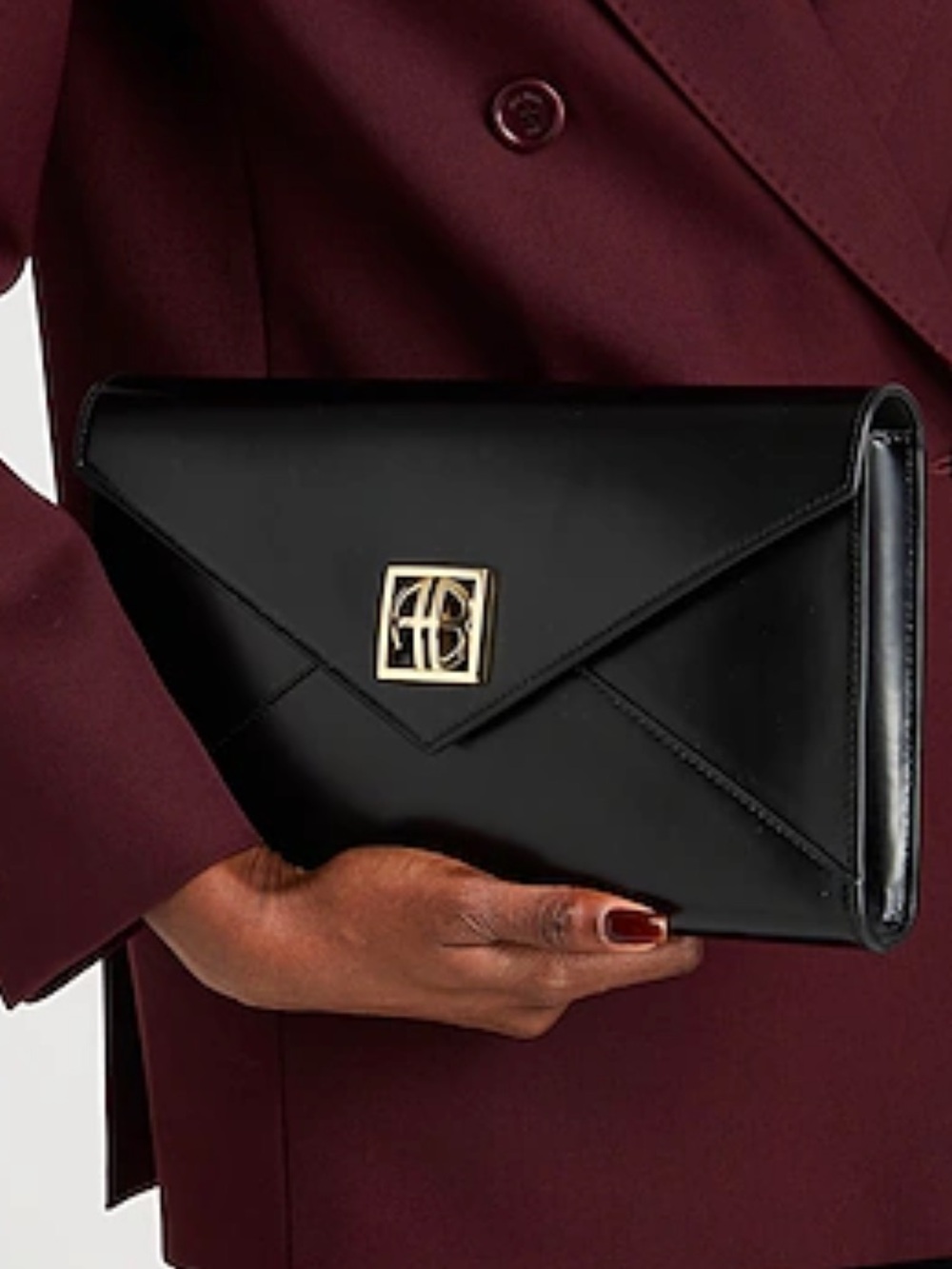 ANINE BING Sold-Out Smooth Black Leather Logo Clutch Crossbody Bag NEW $588!!